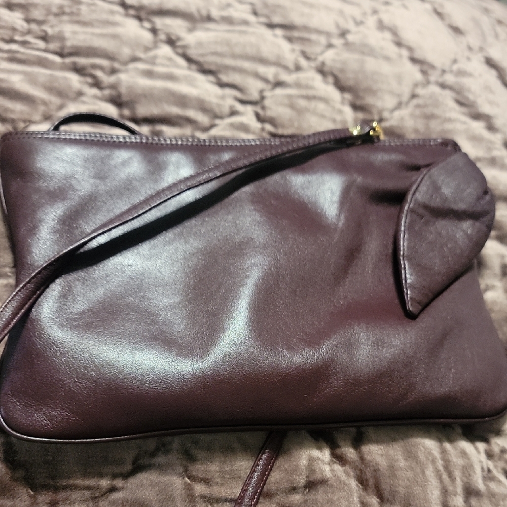 Purple Leather Clutch with Glossy Finish